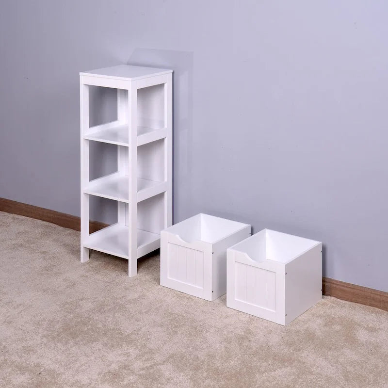 White Bathroom Storage Cabinet with 4 Drawers