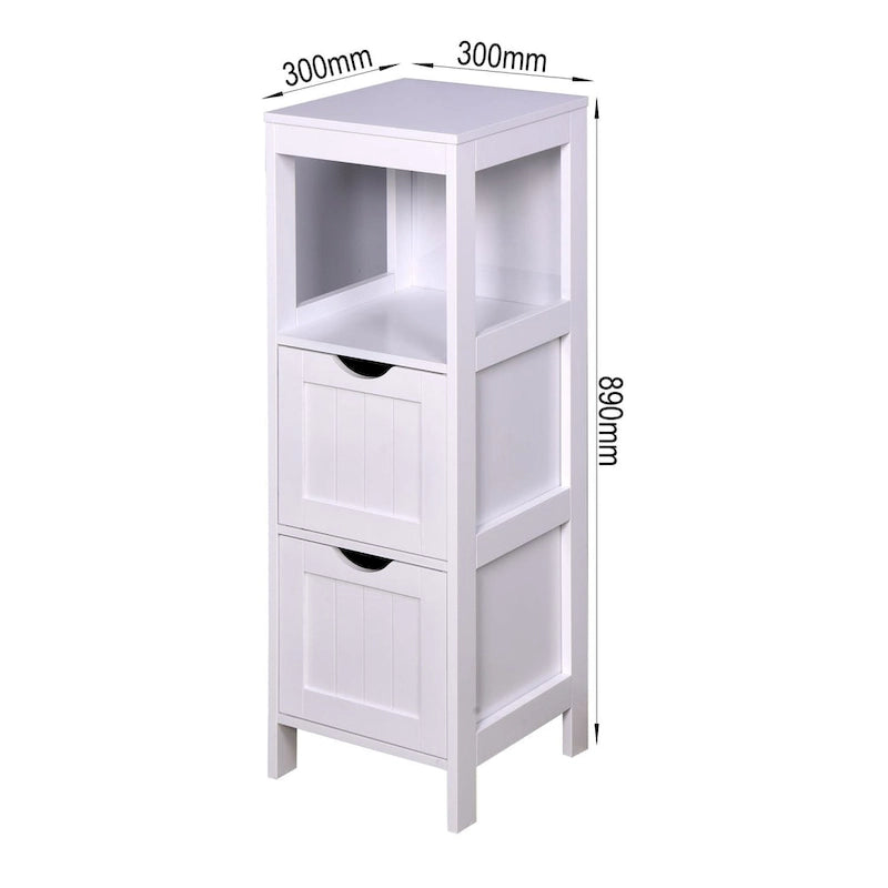 White Bathroom Storage Cabinet with 4 Drawers