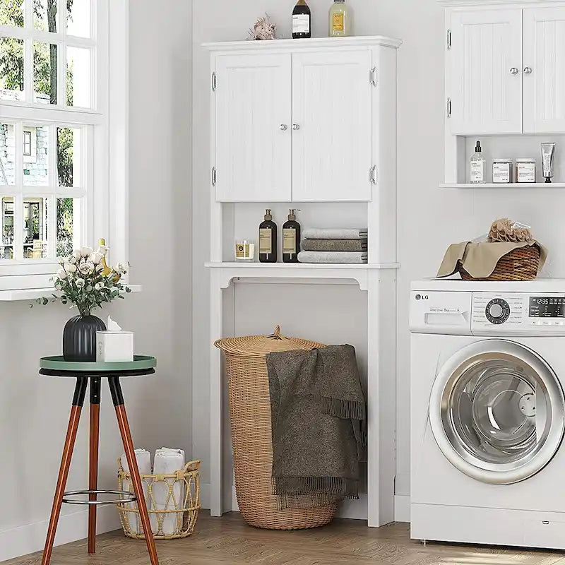 Bathroom Storage Over The Toilet, Cabinet Organizer with Adjustable Shelves and Double Doors