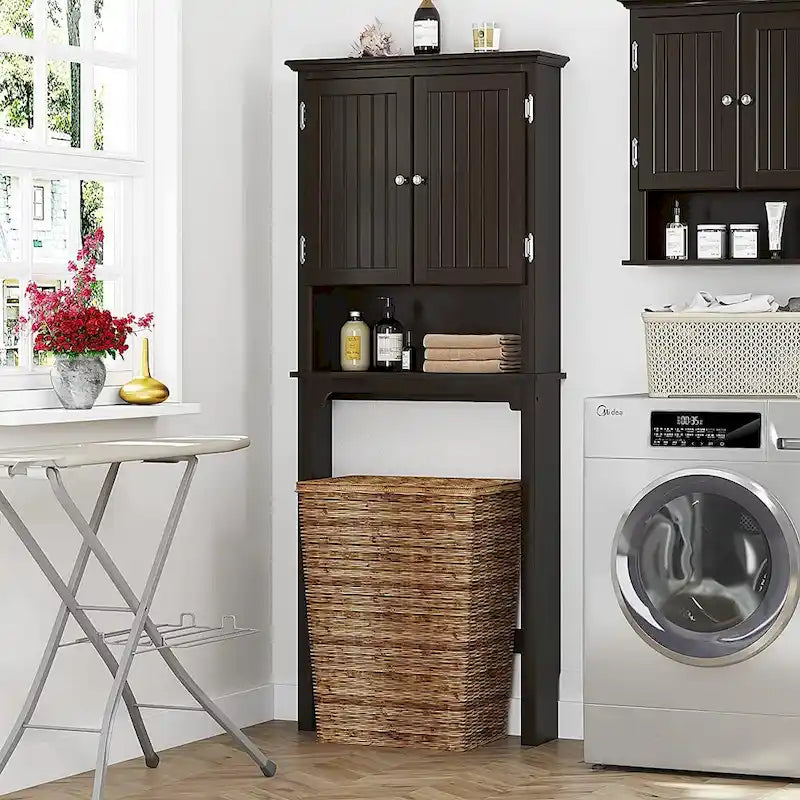 Bathroom Storage Over The Toilet, Cabinet Organizer with Adjustable Shelves and Double Doors