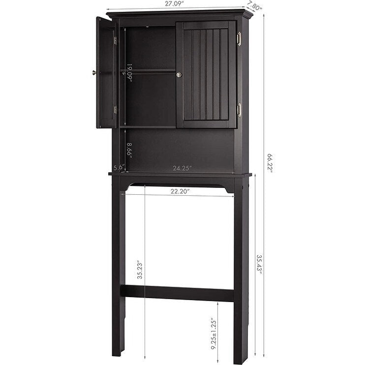 Bathroom Storage Over The Toilet, Cabinet Organizer with Adjustable Shelves and Double Doors