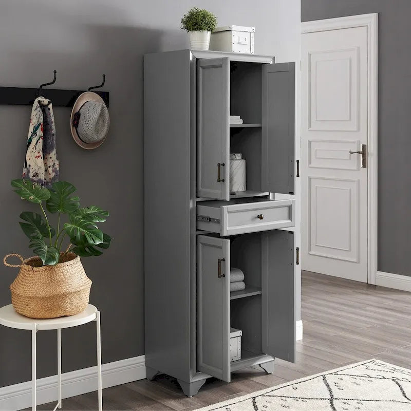 Distressed Gray Kitchen Pantry Cabinet - 23.75W x 15D x 67.75H