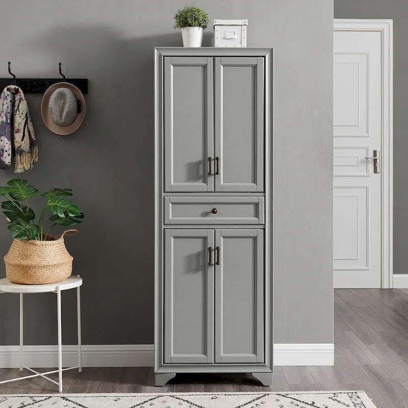 Distressed Gray Kitchen Pantry Cabinet - 23.75W x 15D x 67.75H