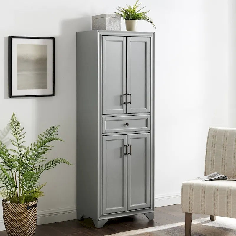 Distressed Gray Kitchen Pantry Cabinet - 23.75W x 15D x 67.75H