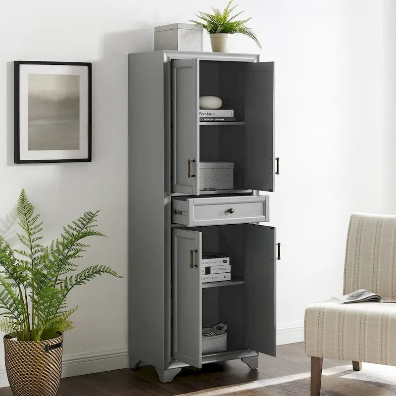 Distressed Gray Kitchen Pantry Cabinet - 23.75W x 15D x 67.75H