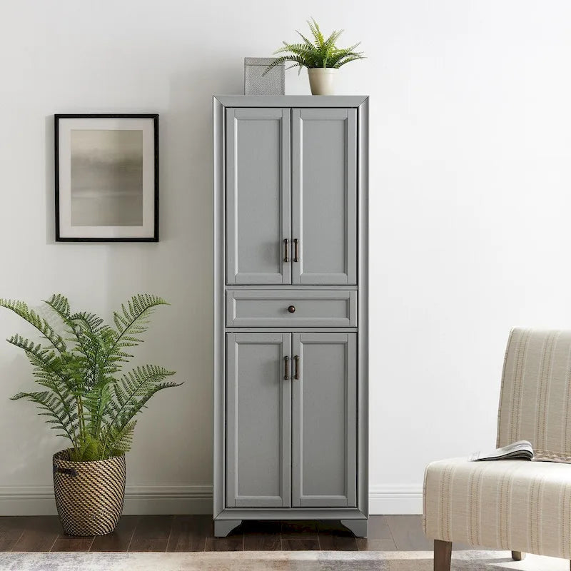 Distressed Gray Kitchen Pantry Cabinet - 23.75W x 15D x 67.75H