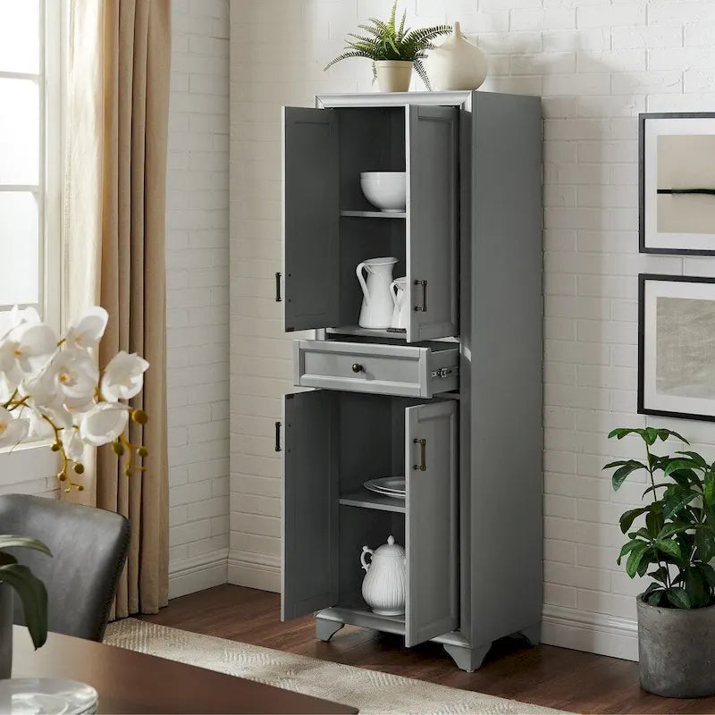 Distressed Gray Kitchen Pantry Cabinet - 23.75W x 15D x 67.75H