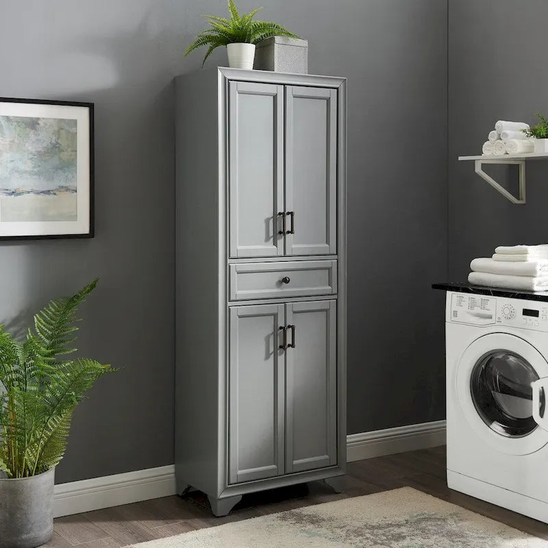 Distressed Gray Kitchen Pantry Cabinet - 23.75W x 15D x 67.75H