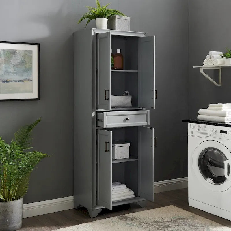 Distressed Gray Kitchen Pantry Cabinet - 23.75W x 15D x 67.75H
