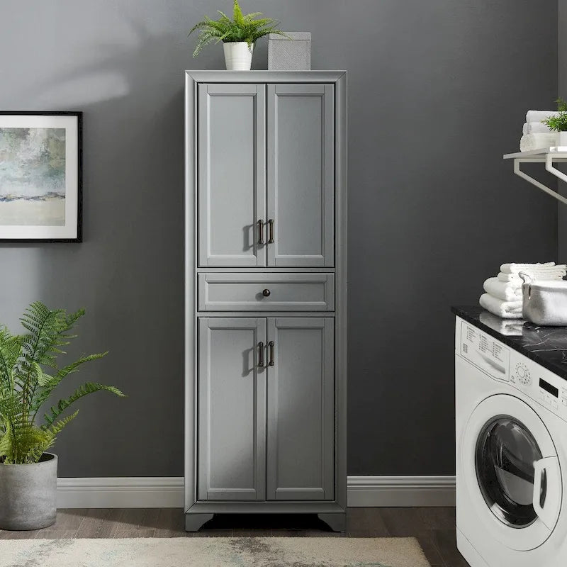 Distressed Gray Kitchen Pantry Cabinet - 23.75W x 15D x 67.75H