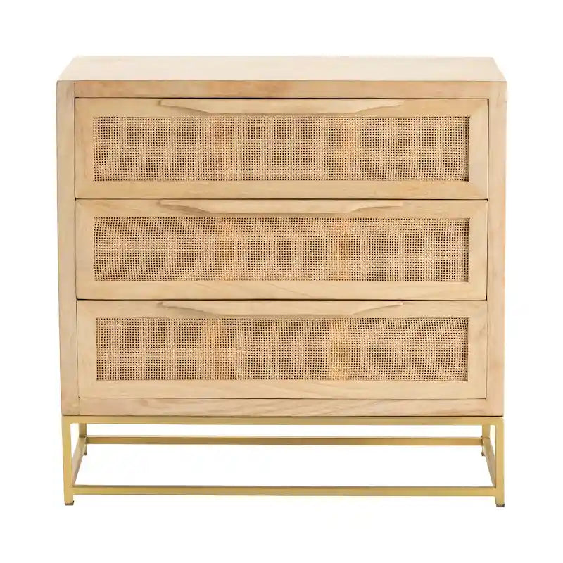 Natural Cane Three-Drawer Chest