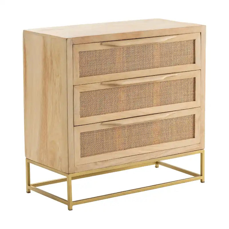 Natural Cane Three-Drawer Chest