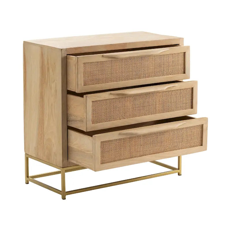 Natural Cane Three-Drawer Chest