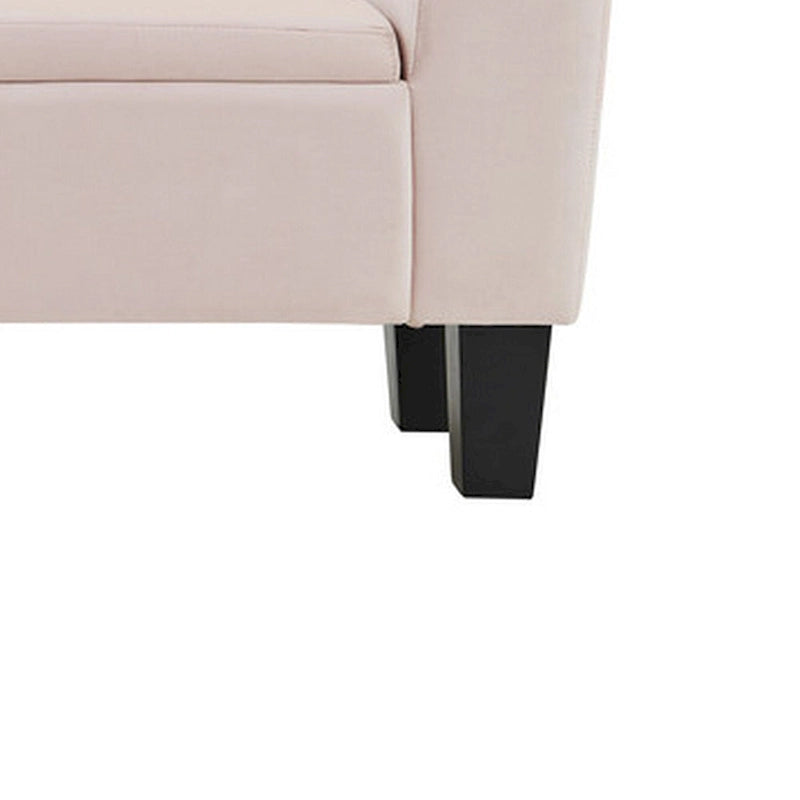 55 Inch Ottoman Bench with Storage, Padded, Curved Arms, Pink Velvet