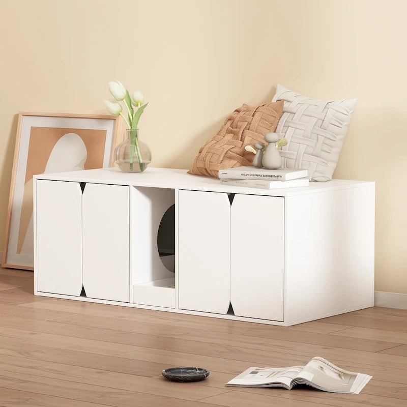 Cat Litter Box Enclosure with Storage Cabinet