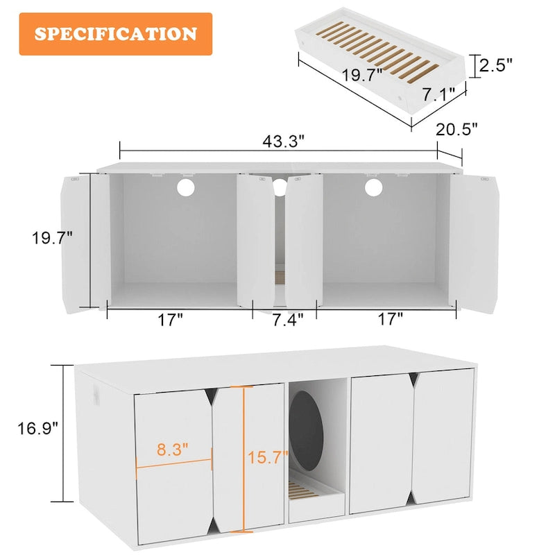 Cat Litter Box Enclosure with Storage Cabinet