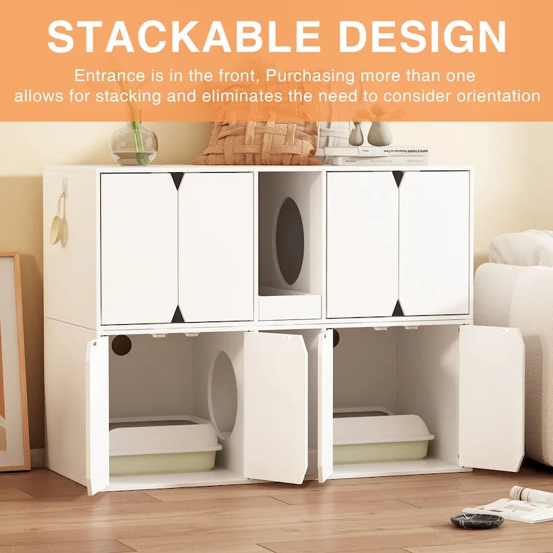 Cat Litter Box Enclosure with Storage Cabinet