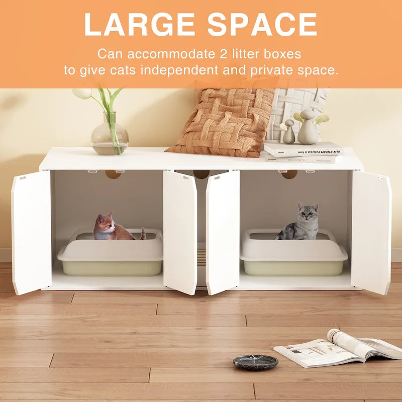 Cat Litter Box Enclosure with Storage Cabinet