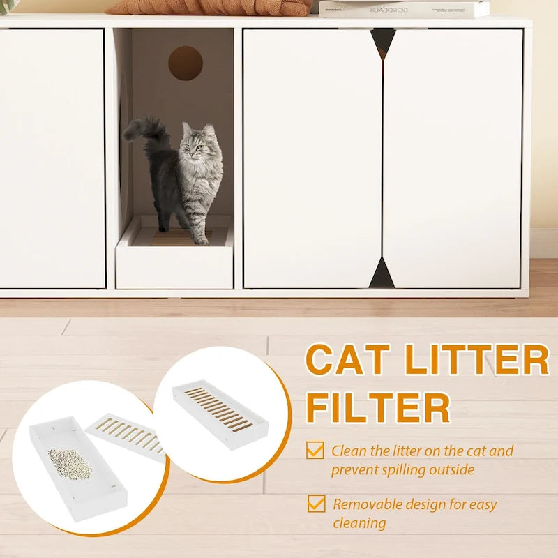 Cat Litter Box Enclosure with Storage Cabinet