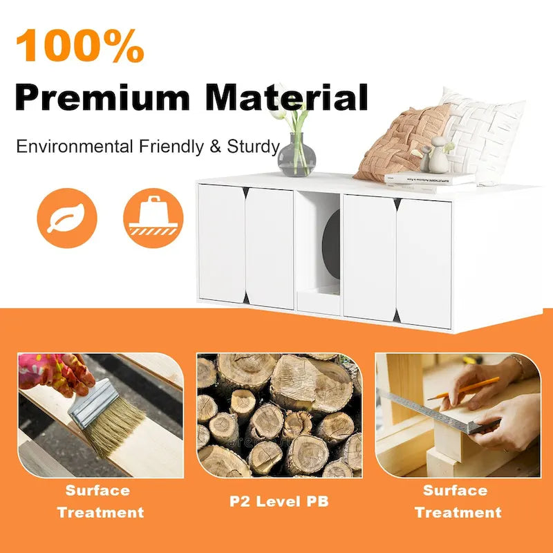 Cat Litter Box Enclosure with Storage Cabinet