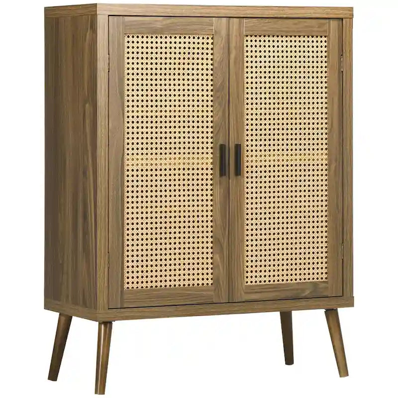 Sideboard Buffet Cabinet with Rattan Decorated Doors