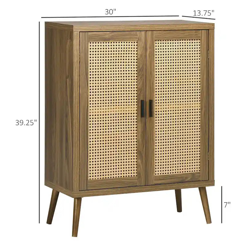 Sideboard Buffet Cabinet with Rattan Decorated Doors