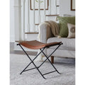 Top Grain Leather Cinnamon Saddle Seat Accent Stool