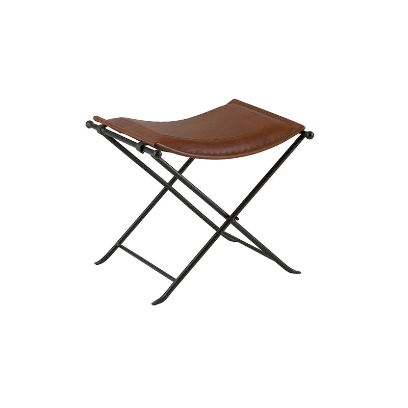 Top Grain Leather Cinnamon Saddle Seat Accent Stool