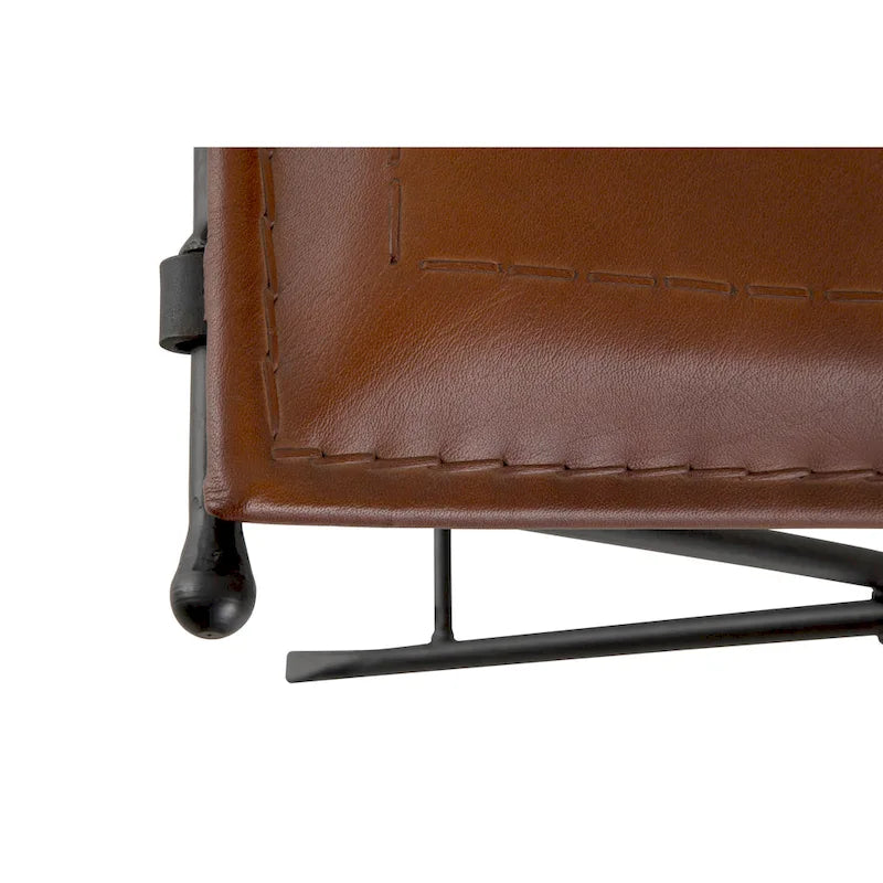 Top Grain Leather Cinnamon Saddle Seat Accent Stool