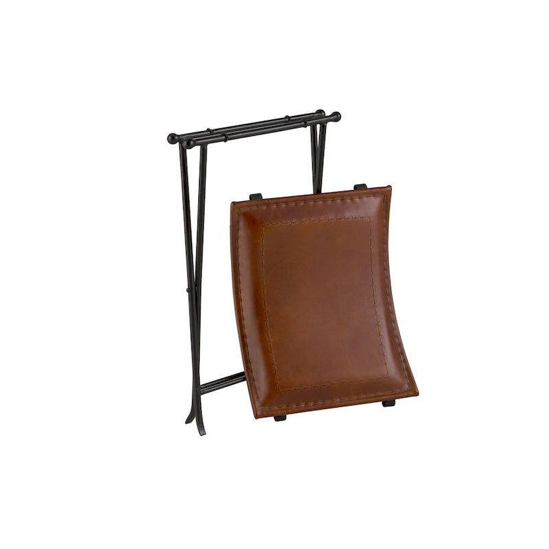 Top Grain Leather Cinnamon Saddle Seat Accent Stool
