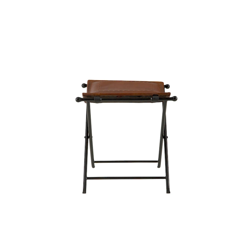 Top Grain Leather Cinnamon Saddle Seat Accent Stool