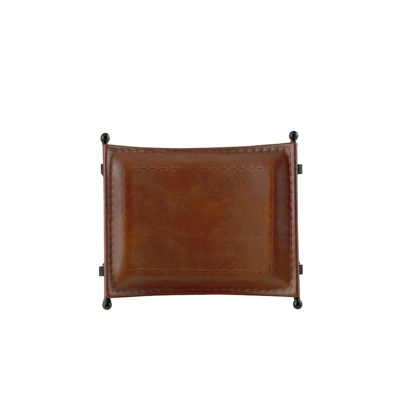 Top Grain Leather Cinnamon Saddle Seat Accent Stool