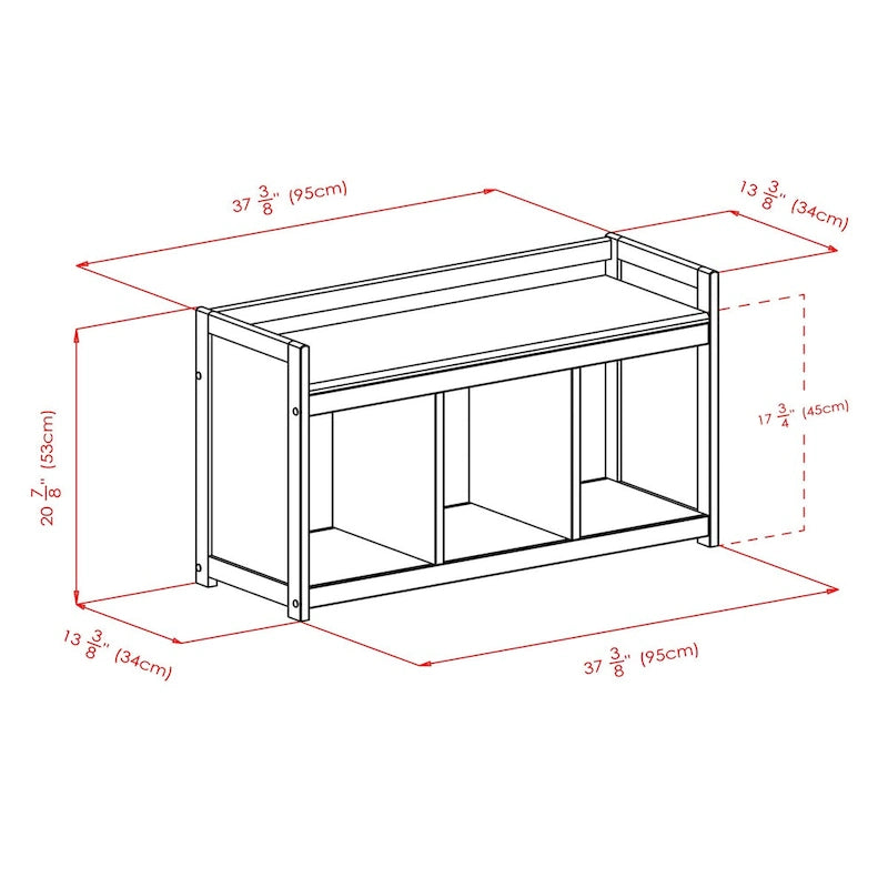 Storage Bench with Foldable Fabric Baskets - 37.4W x 13.3D x 20.8H