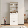 Shoe Storage Cabinet with Foldable Compartments, Flip Drawers & Hanger
