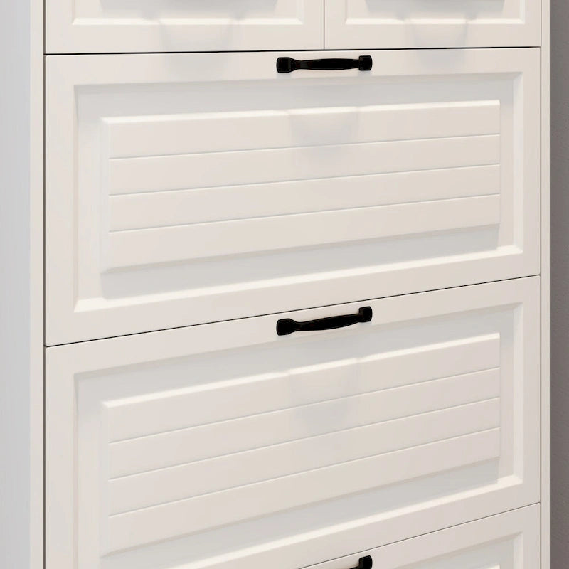 Shoe Storage Cabinet with Foldable Compartments, Flip Drawers & Hanger