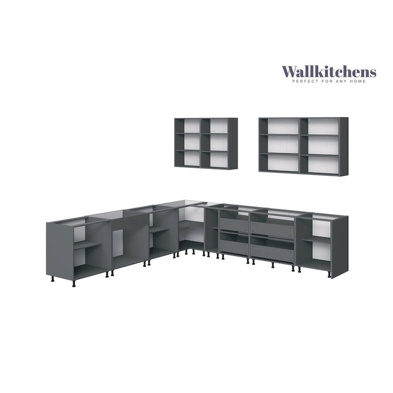 Kitchen Cabinet Natural Teak & Black 11Ft Wide - 130x130