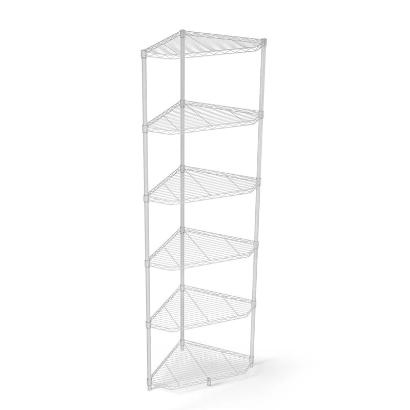 6-Tier Corner Wire Shelf Rack with Pentagonal Shelves