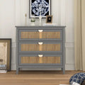 3 Drawer Cabinet with Natural Rattan, Suitable for Bedroom, Living Room & Study