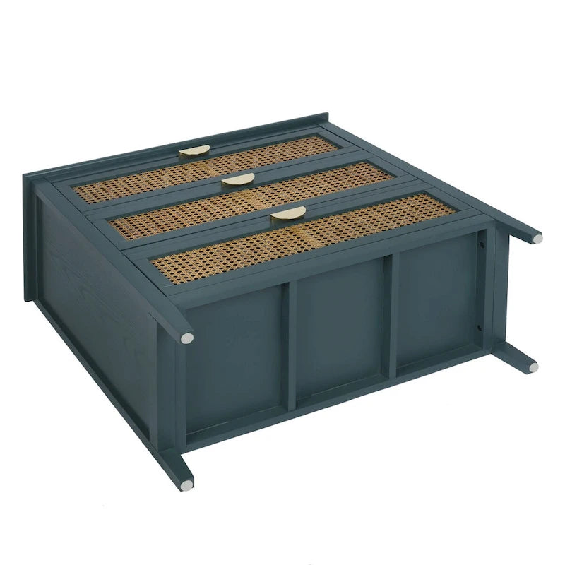 3 Drawer Cabinet with Natural Rattan, Suitable for Bedroom, Living Room & Study