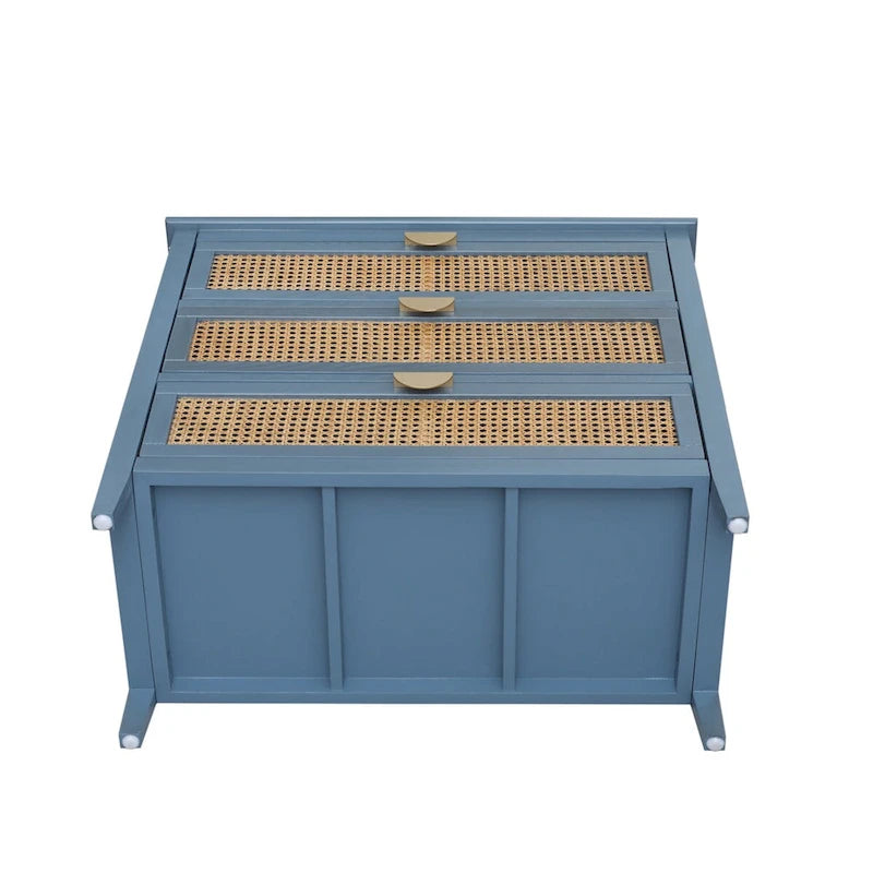 3 Drawer Cabinet with Natural Rattan, Suitable for Bedroom, Living Room & Study