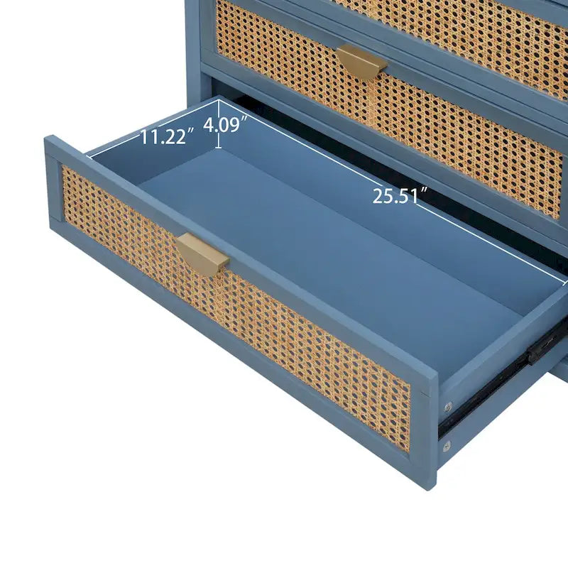 3 Drawer Cabinet with Natural Rattan, Suitable for Bedroom, Living Room & Study
