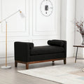 Upholstered Storage Bench with Wood Legs and Bolster Pillows