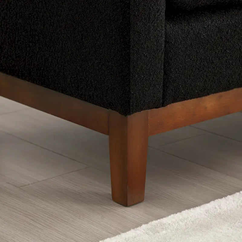 Upholstered Storage Bench with Wood Legs and Bolster Pillows