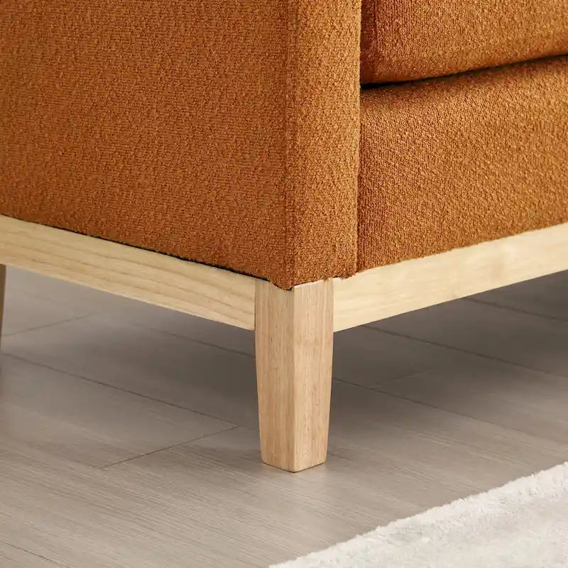 Upholstered Storage Bench with Wood Legs and Bolster Pillows