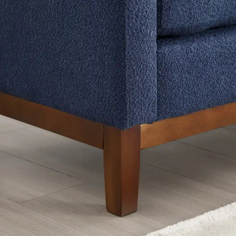 Upholstered Storage Bench with Wood Legs and Bolster Pillows