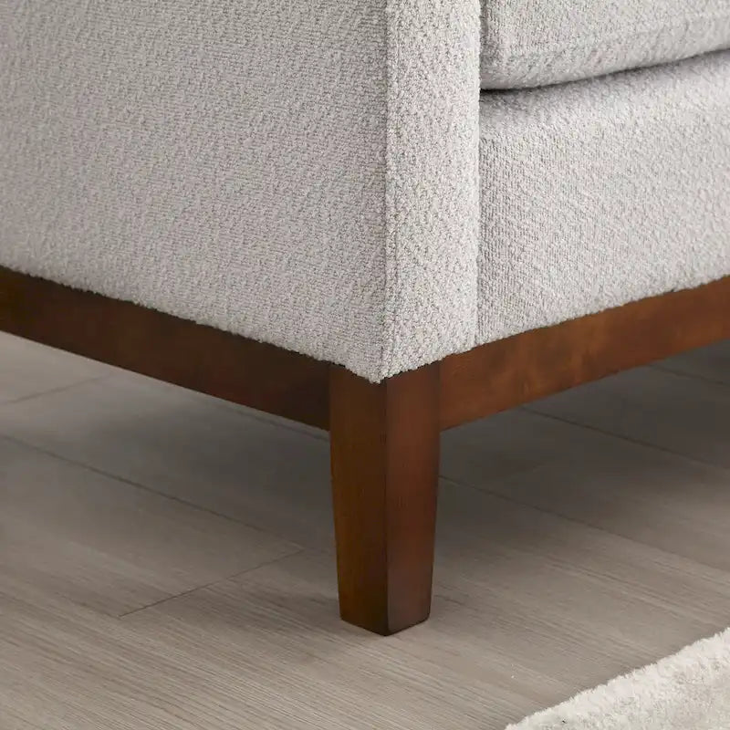 Upholstered Storage Bench with Wood Legs and Bolster Pillows