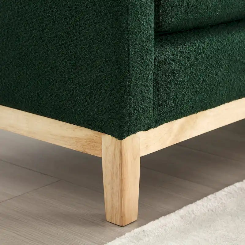 Upholstered Storage Bench with Wood Legs and Bolster Pillows