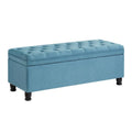 Upholstered Tufted Button Storage Bench with Spindle Wood Legs