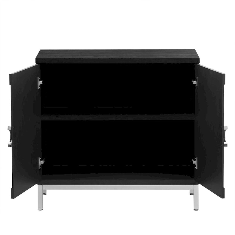 Storage Cabinet with Wood Veneer and Metal Leg Frame - 34L x 15.5W x 31.9H