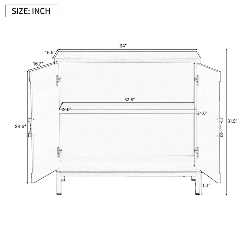 Storage Cabinet with Wood Veneer and Metal Leg Frame - 34L x 15.5W x 31.9H